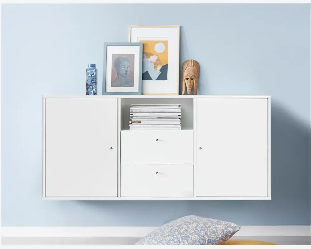 Online Daells Bolighus Reol Mistral 3 Sekt. m/2 Døre og 2 Skuffer Hvid