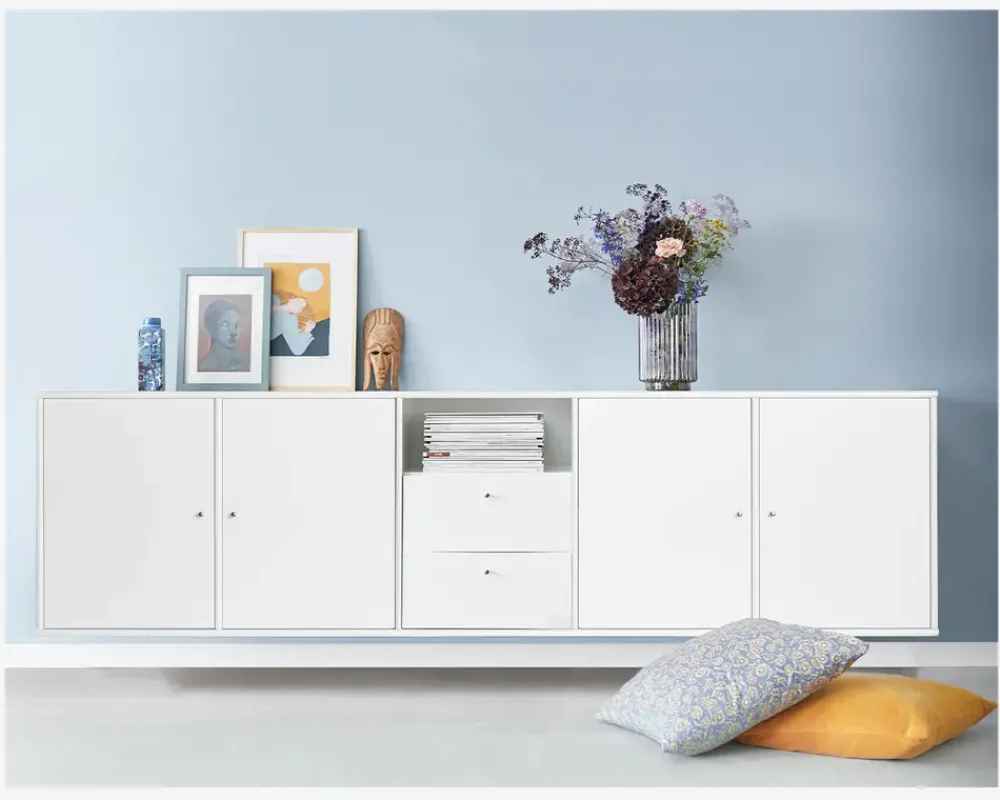 Online Daells Bolighus Reol Mistral 5 Sekt. m/4 Døre og 2 Skuffer Hvid