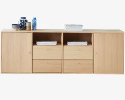 Clearance Daells Bolighus Reol Mistral 4 sekt. m/2 Døre og 4 Skuffer Eg