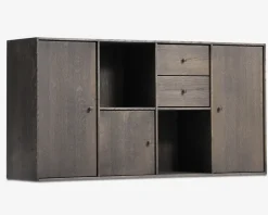 New Daells Bolighus Reolopstilling med døre og skuffer Røget Eg