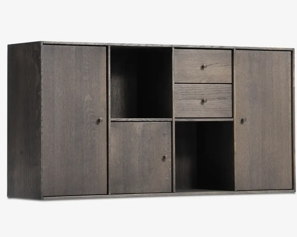 New Daells Bolighus Reolopstilling med døre og skuffer Røget Eg