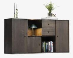 New Daells Bolighus Reolopstilling med døre og skuffer Røget Eg