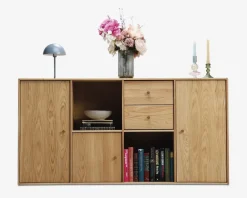 Best Daells Bolighus Reolopstilling med døre og skuffer olieret Eg