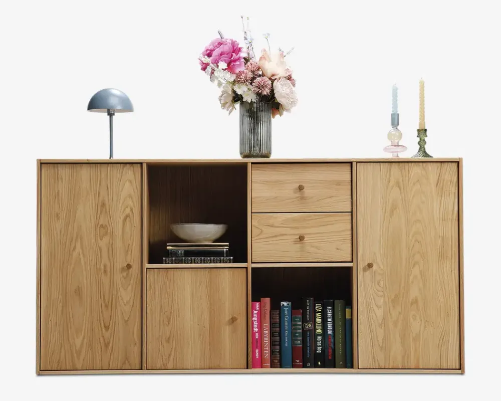 Best Daells Bolighus Reolopstilling med døre og skuffer olieret Eg