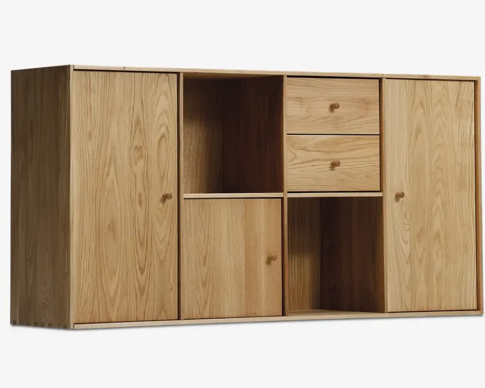 Best Daells Bolighus Reolopstilling med døre og skuffer olieret Eg