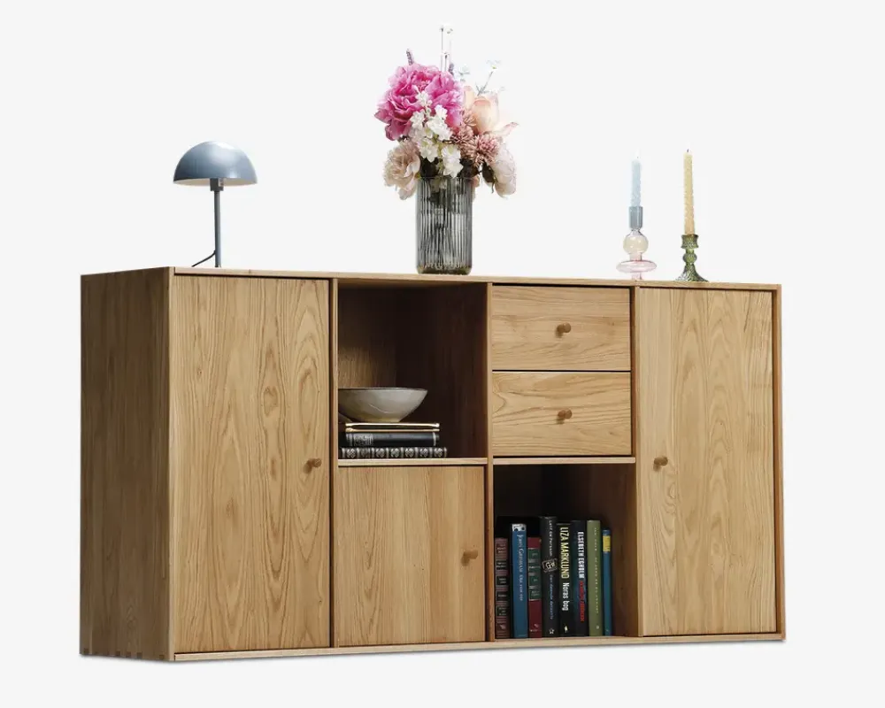 Best Daells Bolighus Reolopstilling med døre og skuffer olieret Eg