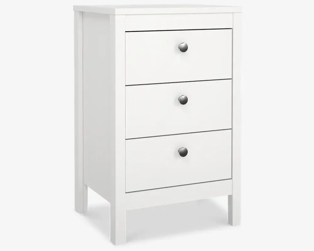 Best Daells Bolighus Sengebord Madrid hvid med 3 skuffer