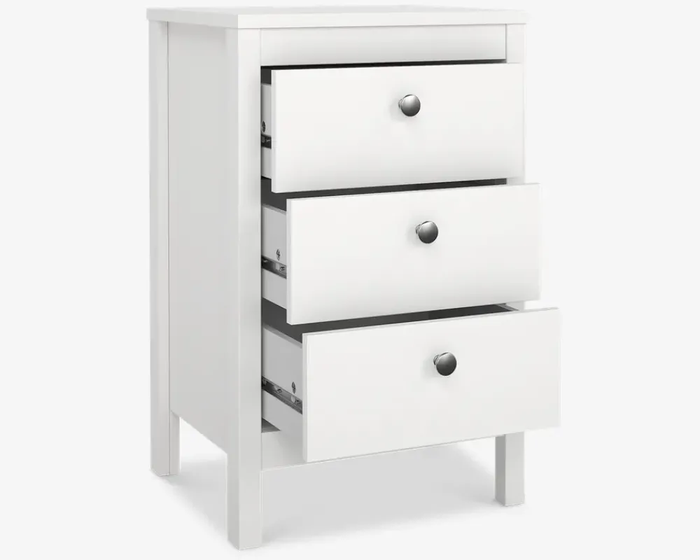 Best Daells Bolighus Sengebord Madrid hvid med 3 skuffer