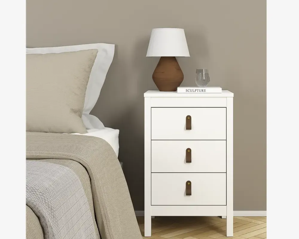 Best Daells Bolighus Sengebord Madrid hvid med 3 skuffer