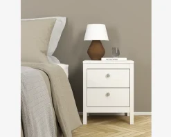 Discount Daells Bolighus Sengebord Madrid hvid med 2 skuffer