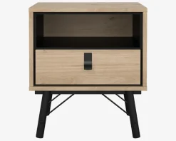 Online Daells Bolighus Sengebord Ry m. 1 skuffe og 1 hylde eg