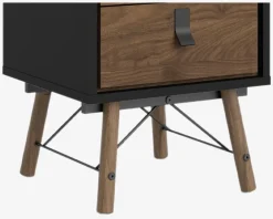 Outlet Daells Bolighus Sengebord Ry m. 2 skuffer Sort/Valnød