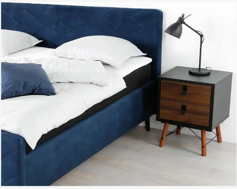 Outlet Daells Bolighus Sengebord Ry m. 2 skuffer Sort/Valnød