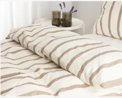 Discount Daells Bolighus Sengesæt Kelly Stribet Natur 140x200 cm Beige, Brun