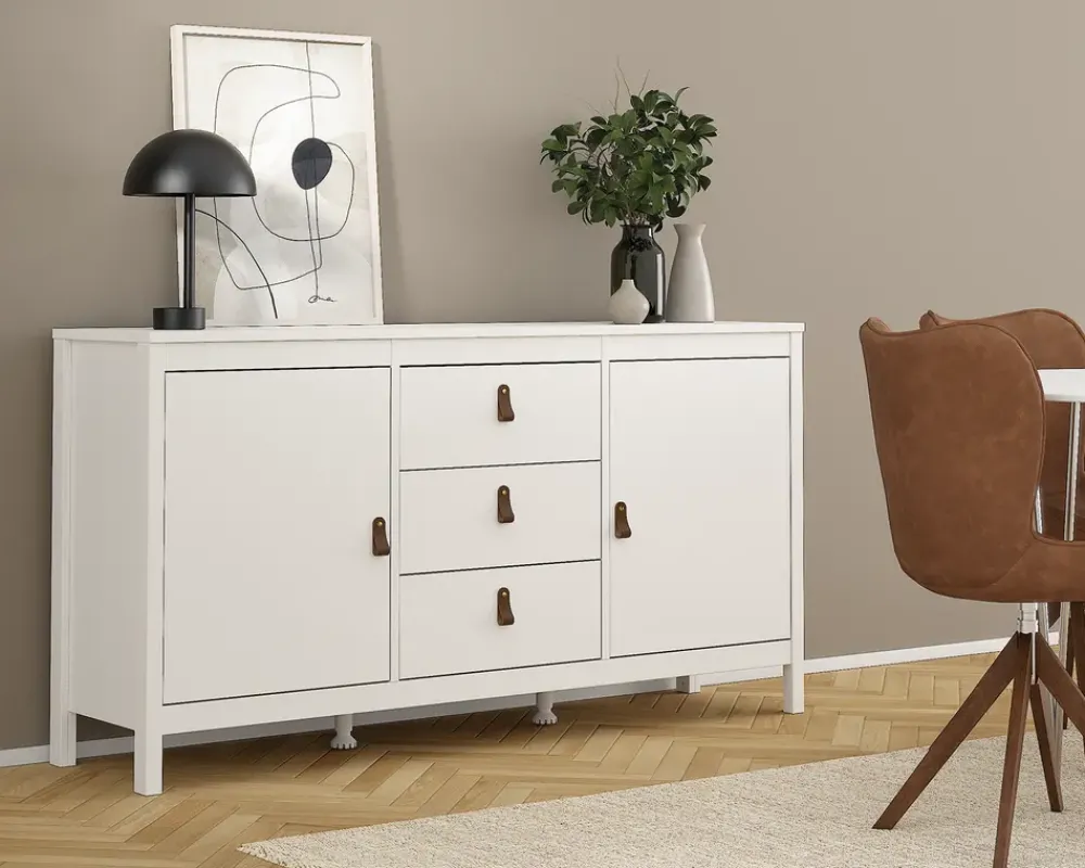 Clearance Daells Bolighus Skænk Madrid hvid med 3 skuffer