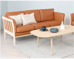 Discount Daells Bolighus Sofa 3 Pers. Luksus Tremmesofa Cognac/Bøg