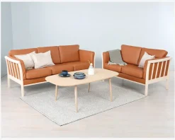 Sale Daells Bolighus Sofa 2 Pers. Luksus Tremmesofa Cognac/Bøg