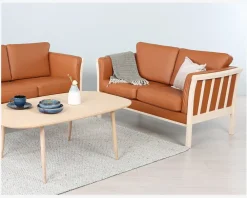 Sale Daells Bolighus Sofa 2 Pers. Luksus Tremmesofa Cognac/Bøg