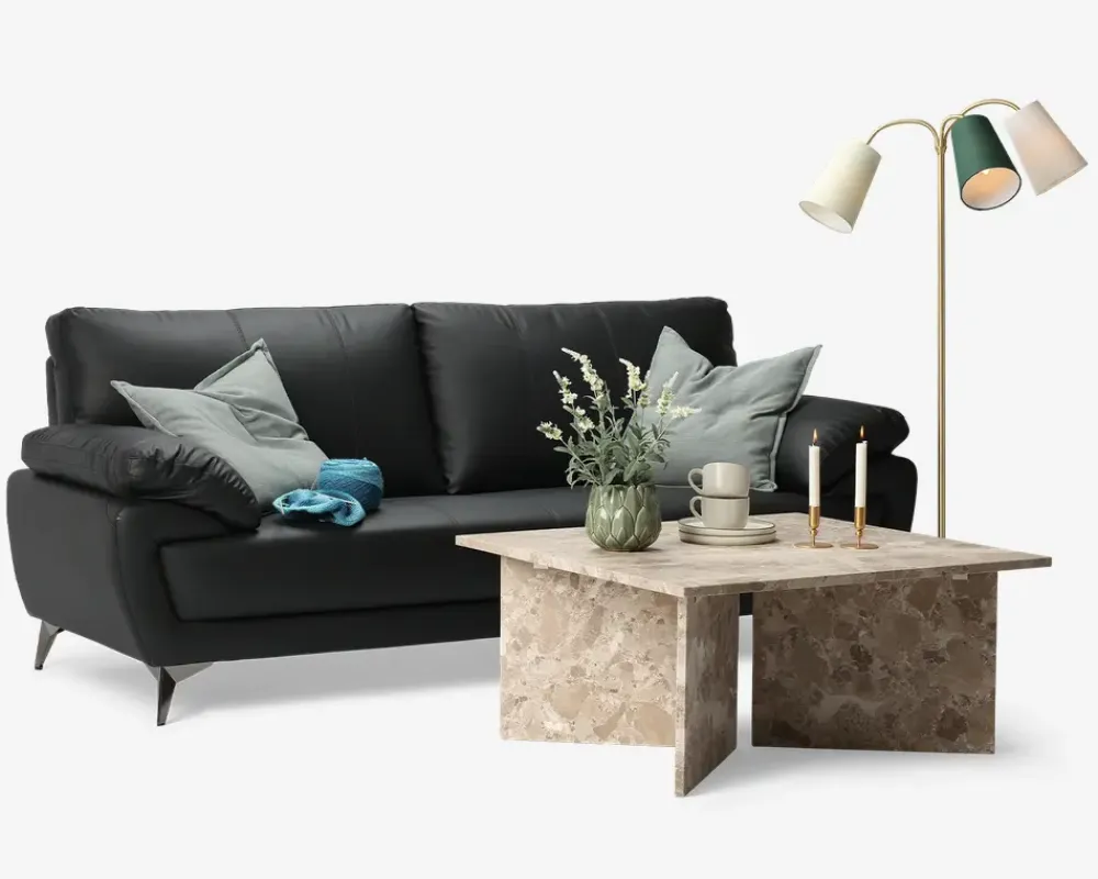 Best Daells Bolighus Sofa 3 Pers. Kunstlæder/PU Sort