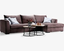 Hot Daells Bolighus Sofa med chaiselong brun fløjl højre