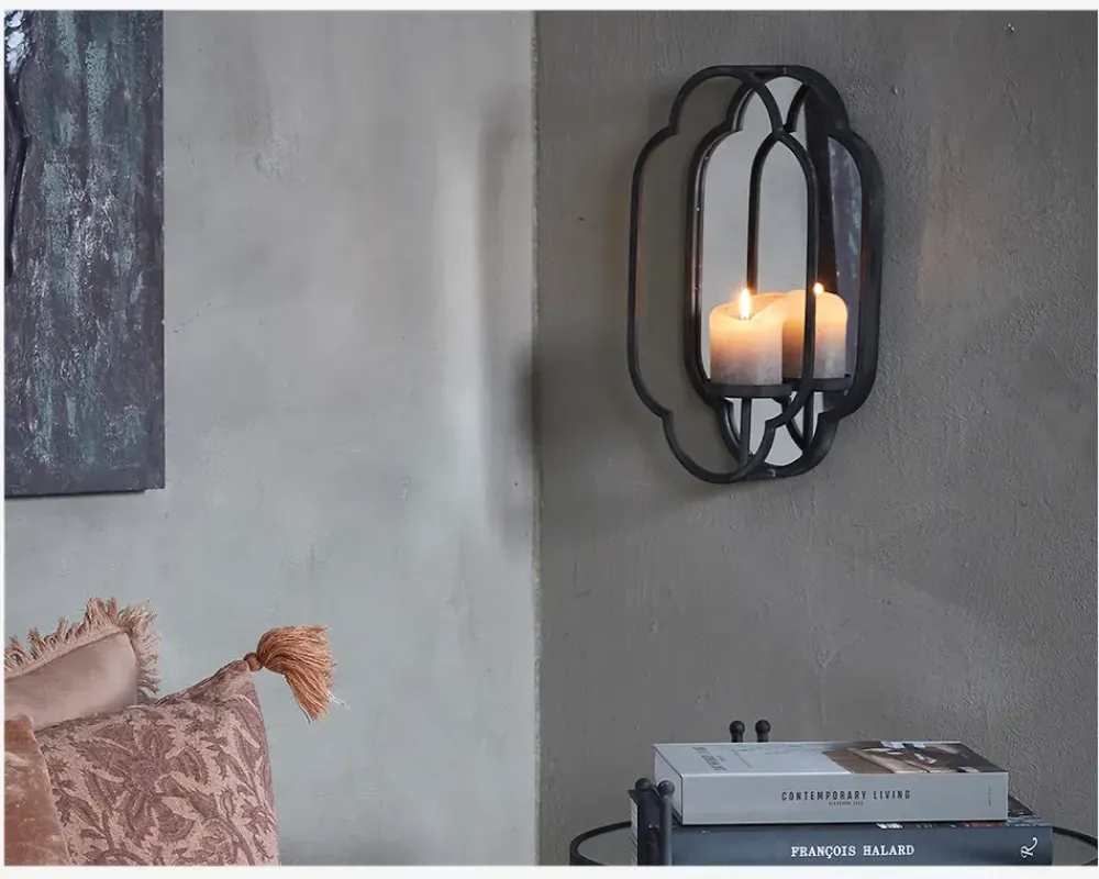 Daells Bolighus Spejl m/lysestage metal H.40 cm