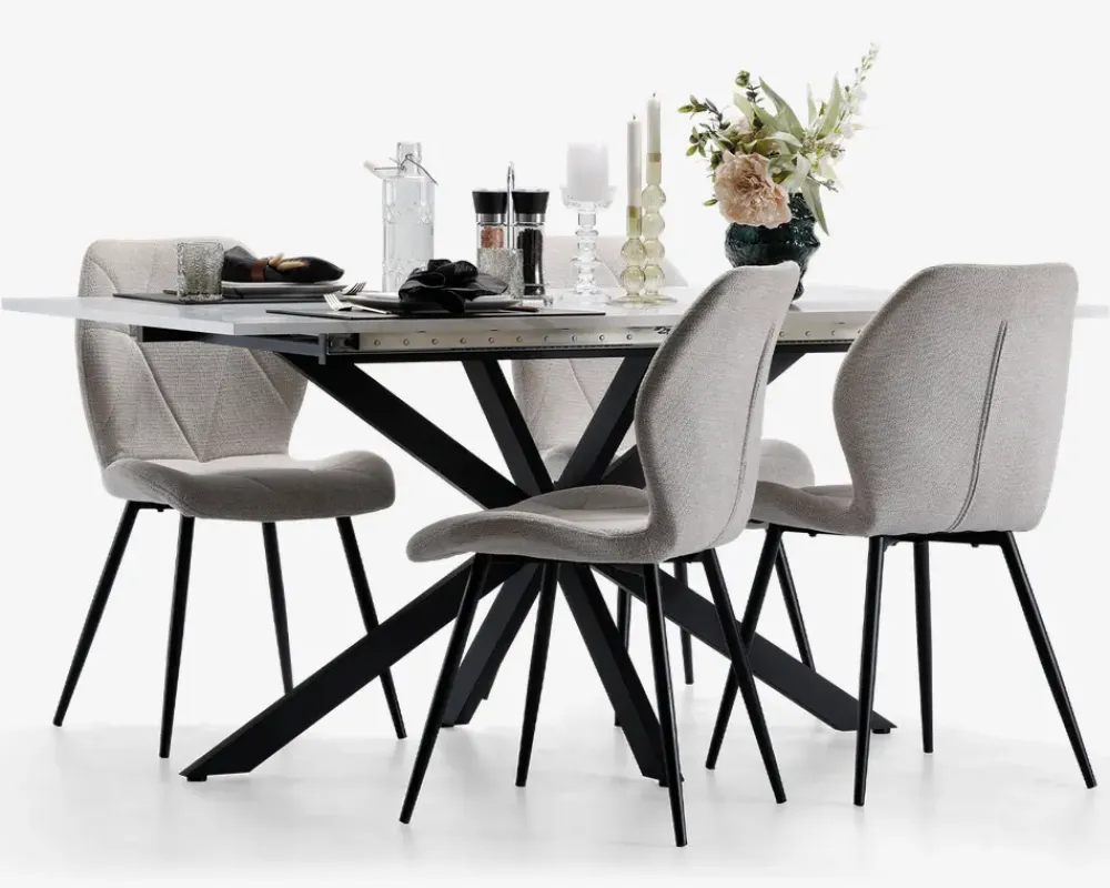 Discount Daells Bolighus Spisebord Inkl. 1 tillægsplade hvid/sort