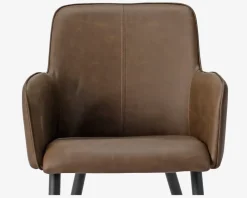 Outlet Daells Bolighus Spisebordsstol med armlæn i brun kunstlæder