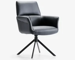 Sale Daells Bolighus Spisebordsstol med armlæn i sort læder