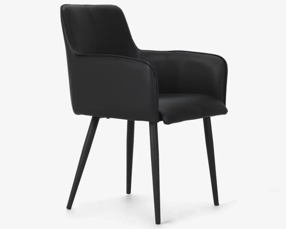 New Daells Bolighus Spisebordsstol med armlæn i sort kunstlæder