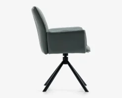 Daells Bolighus Spisestuestol med armlæn i grøn læder