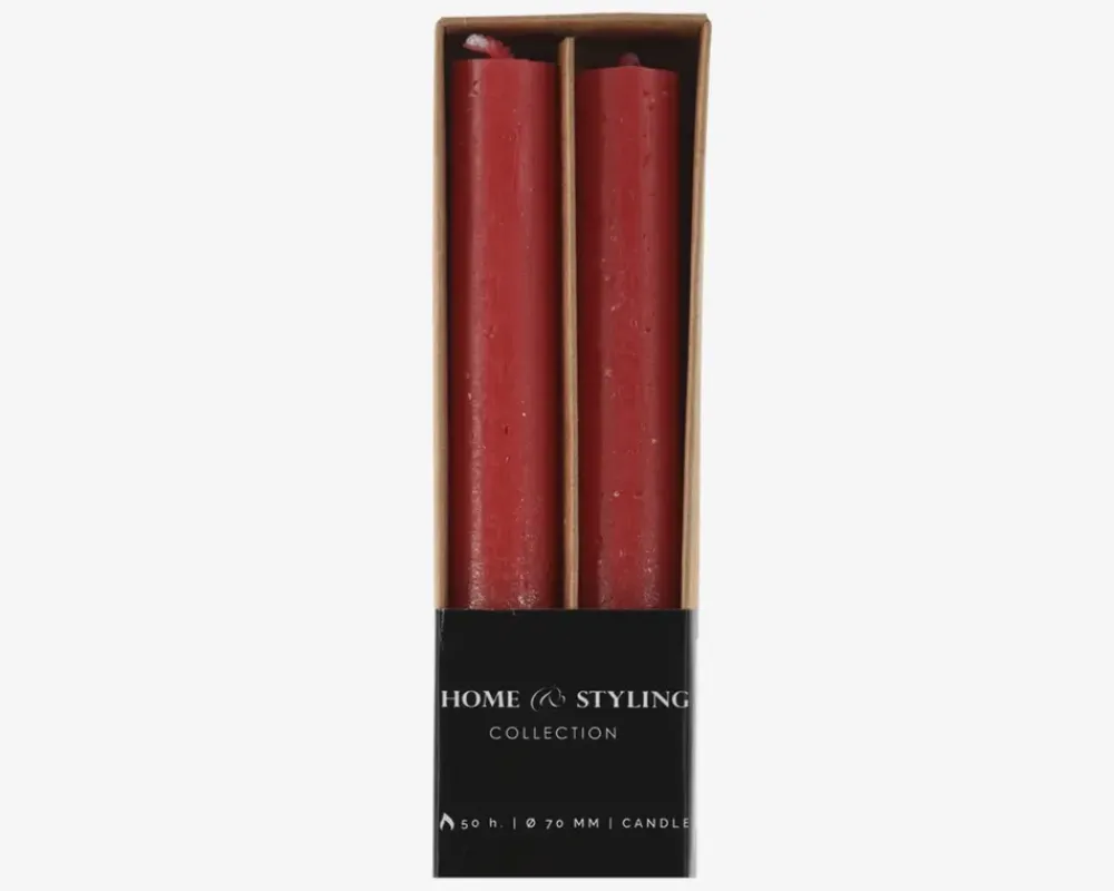 Outlet Daells Bolighus Stearinlys /Guld 2 Stk. Rød