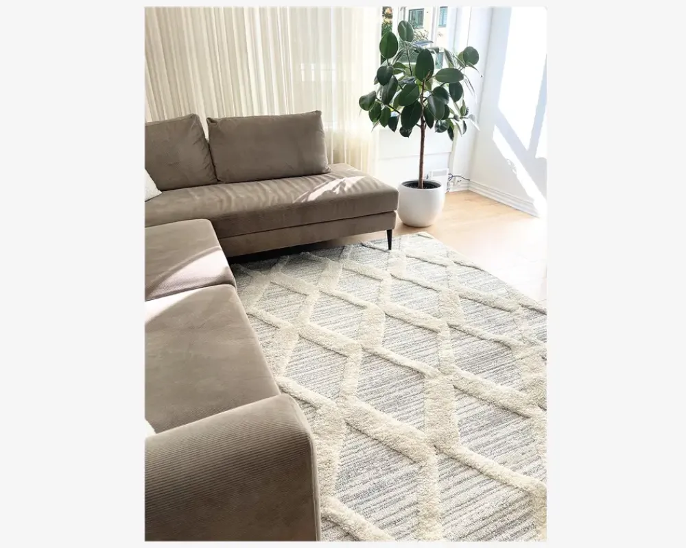 New Daells Bolighus Tæppe Pisa lysgrå/hvid 160 x 230 cm