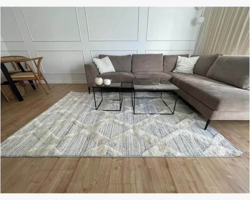 New Daells Bolighus Tæppe Pisa lysgrå/hvid 160 x 230 cm