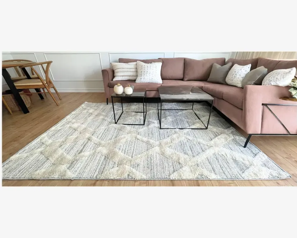 New Daells Bolighus Tæppe Pisa lysgrå/hvid 160 x 230 cm