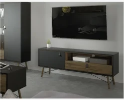 Best Daells Bolighus Tv Bord Ry Sort/Valnød