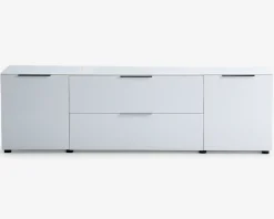 Online Daells Bolighus Tv-bord hvid glas/hvid kunstfiner