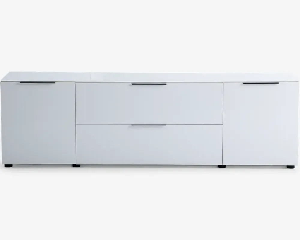 Online Daells Bolighus Tv-bord hvid glas/hvid kunstfiner