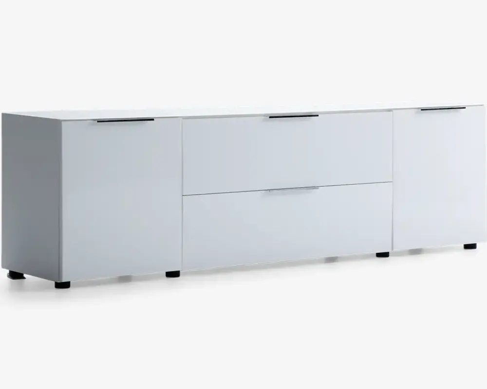 Online Daells Bolighus Tv-bord hvid glas/hvid kunstfiner