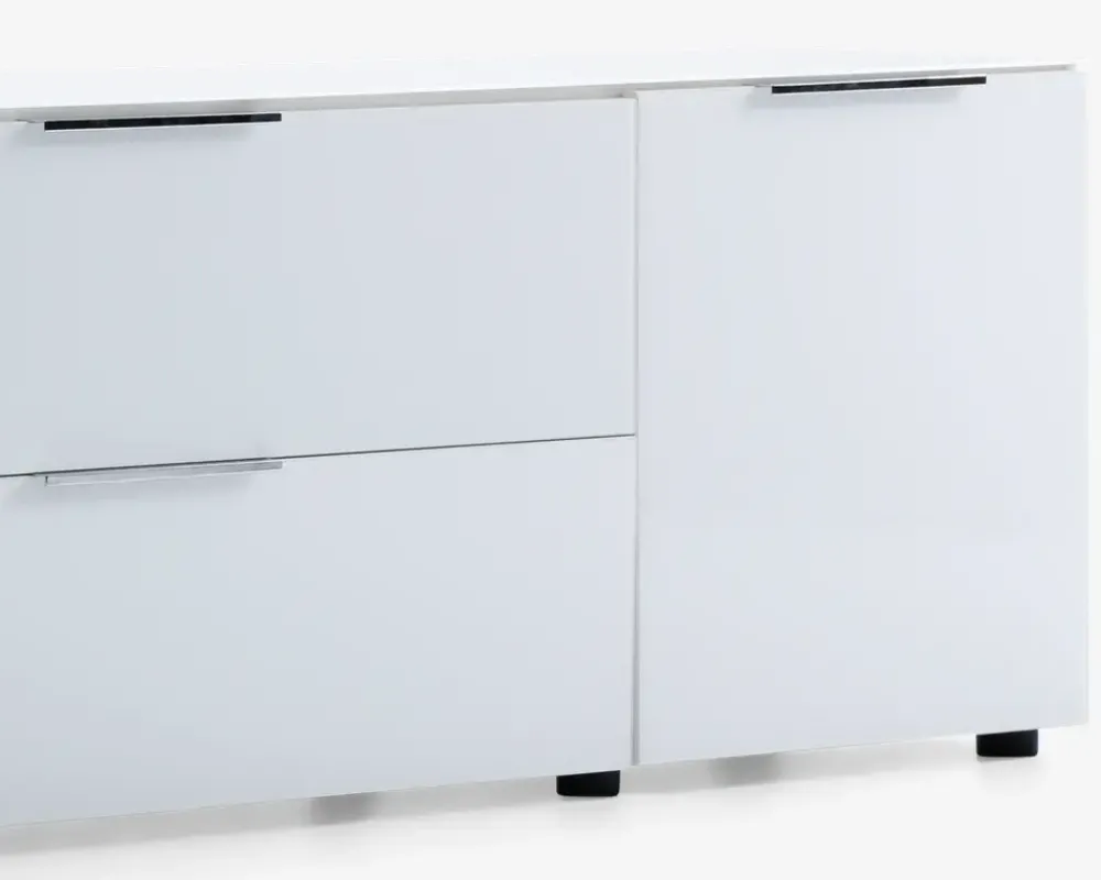 Online Daells Bolighus Tv-bord hvid glas/hvid kunstfiner