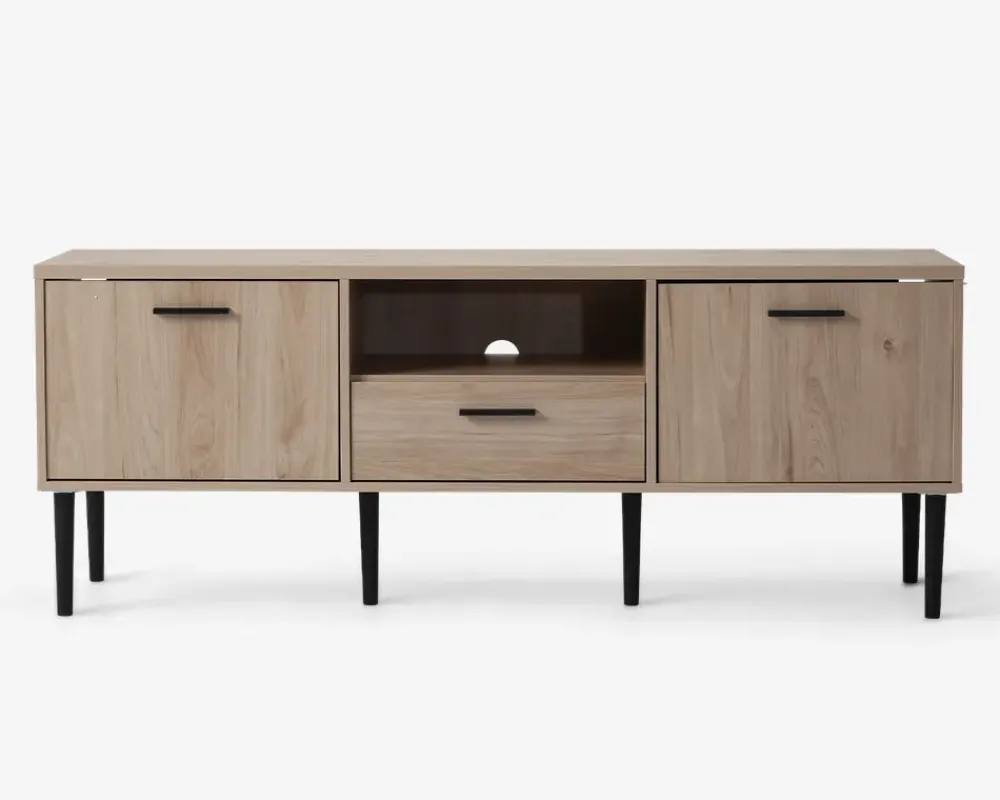 Best Daells Bolighus Tv-Bord Lys Eg M/Sorte Ben