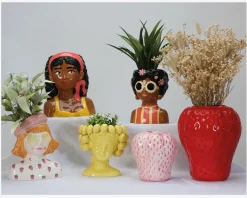 Best Daells Bolighus Vase Med Ansigt Lemon Gul H.20 cm