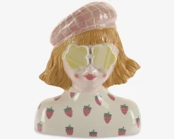 Online Daells Bolighus Vase Med Ansigt Solbriller/Hat Lyserød 24,5 cm
