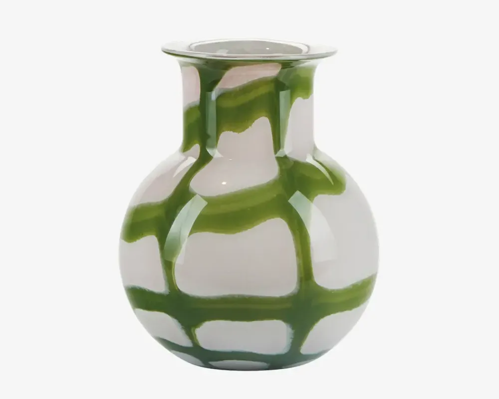 Clearance Daells Bolighus Vase Mønster Rosa/Grøn H.17.5 cm Rosa, Grøn