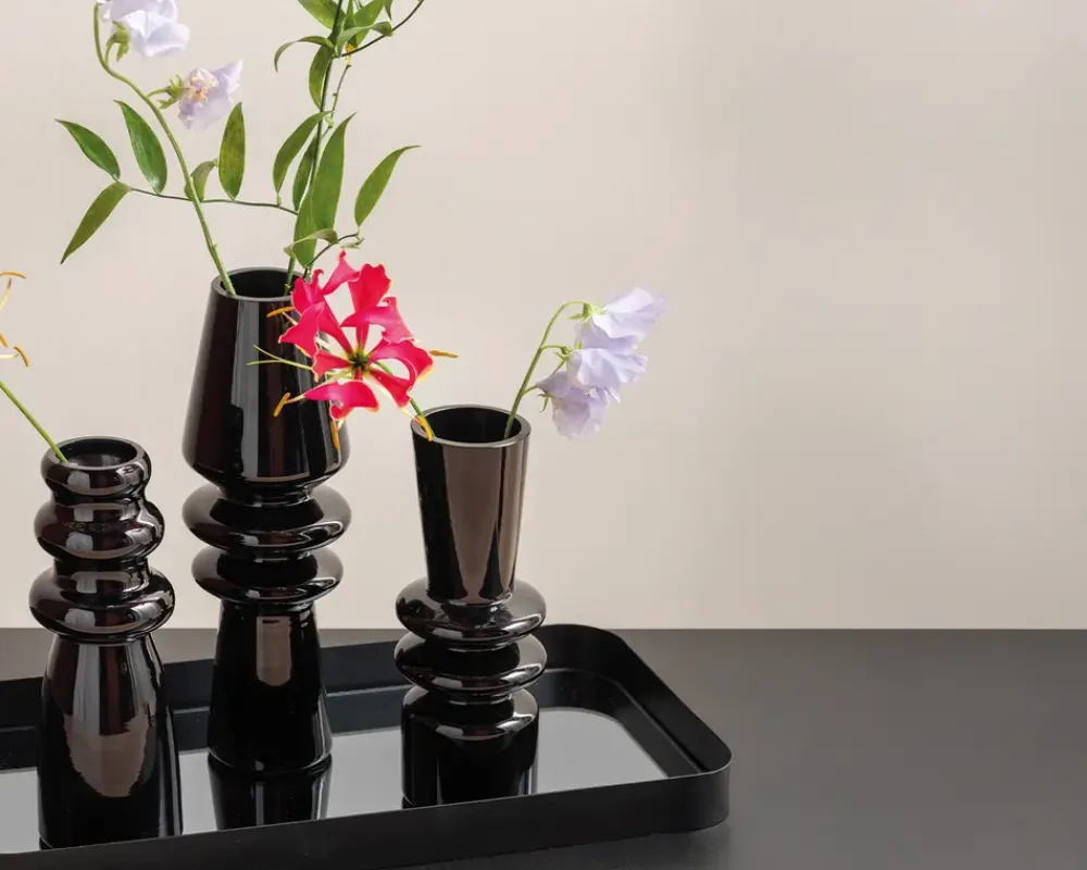 Daells Bolighus Vase sparkle cone glas sort H.25 cm