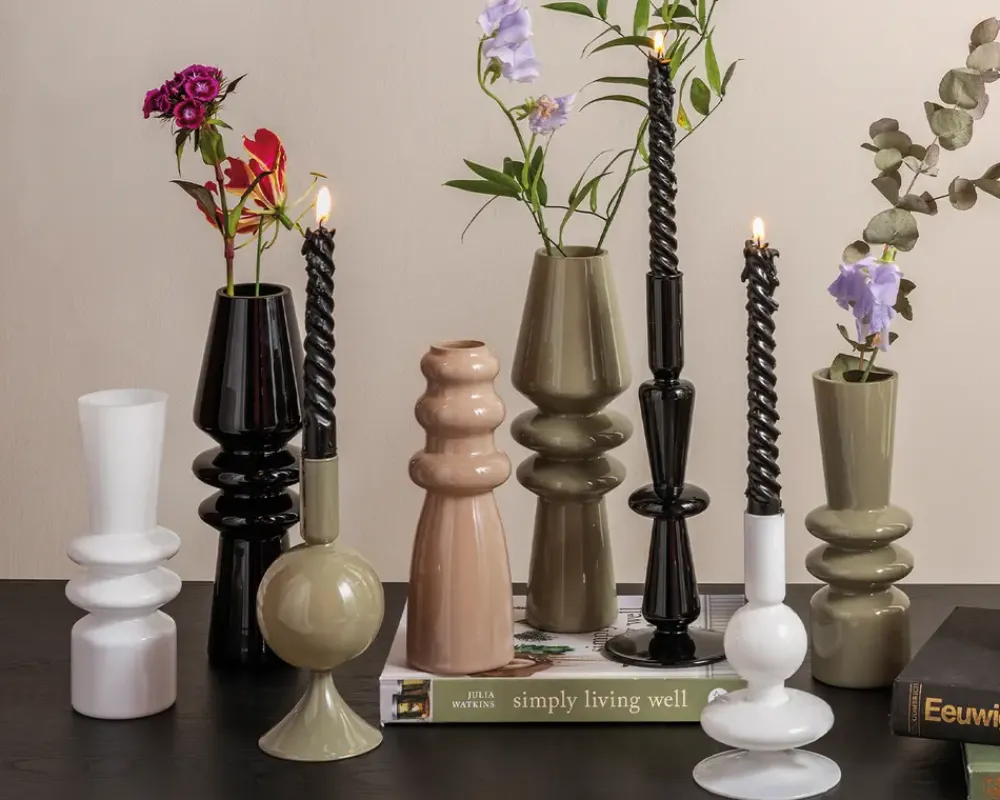 Daells Bolighus Vase sparkle cone glas sort H.25 cm