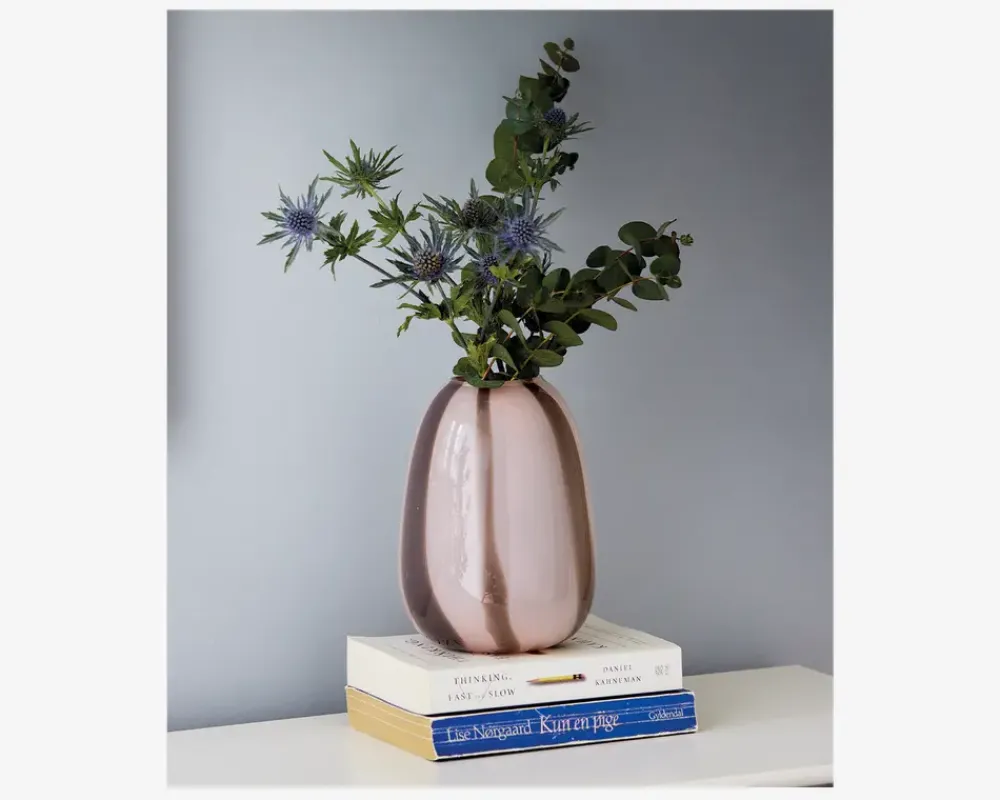 Sale Daells Bolighus Vase Stribet Rosa/Brun H.20 cm