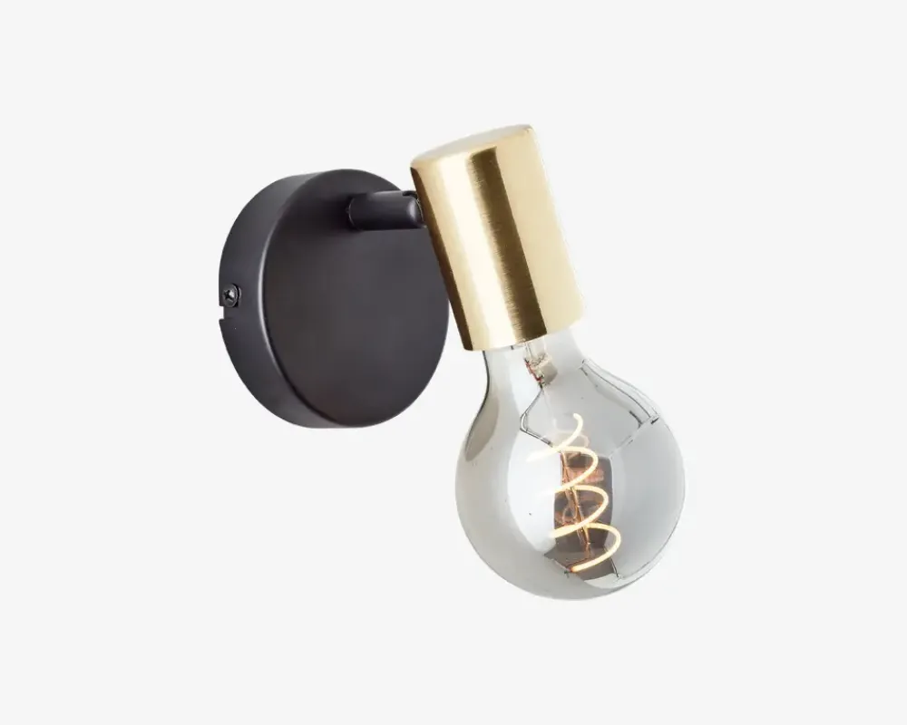 Sale Daells Bolighus Væglampe Kerry Sort/Messing