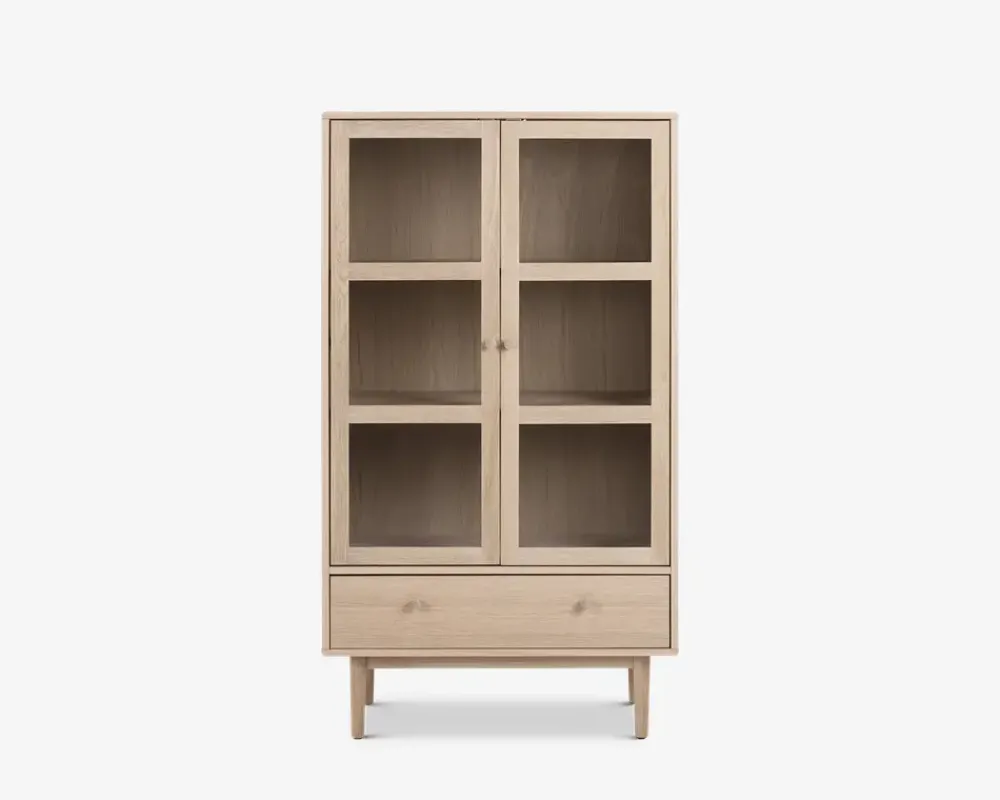 Outlet Daells Bolighus Vitrine Aston i hvidolieret fineret eg