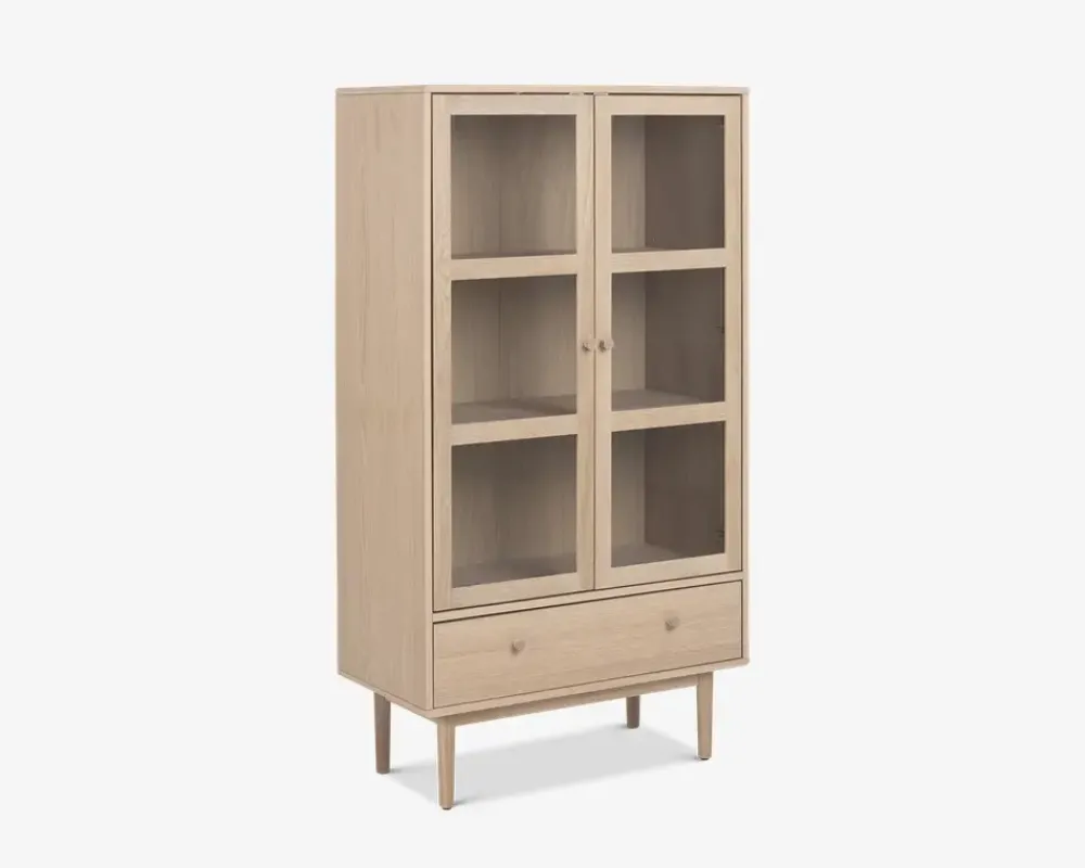 Outlet Daells Bolighus Vitrine Aston i hvidolieret fineret eg