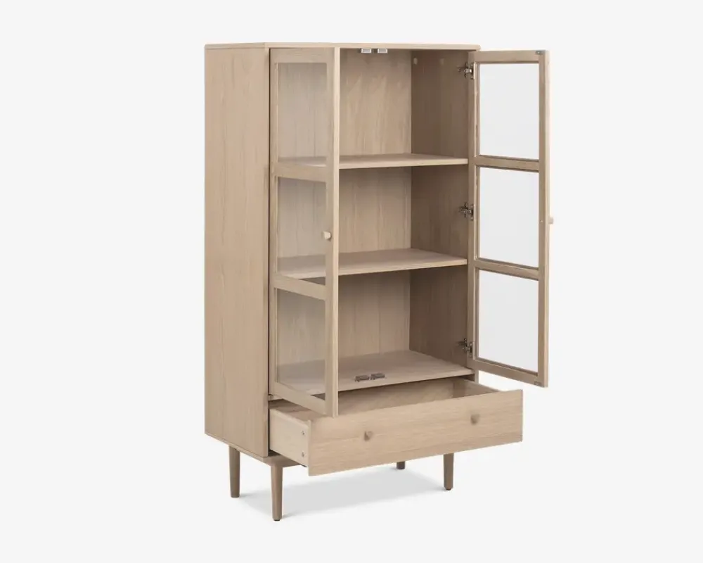 Outlet Daells Bolighus Vitrine Aston i hvidolieret fineret eg